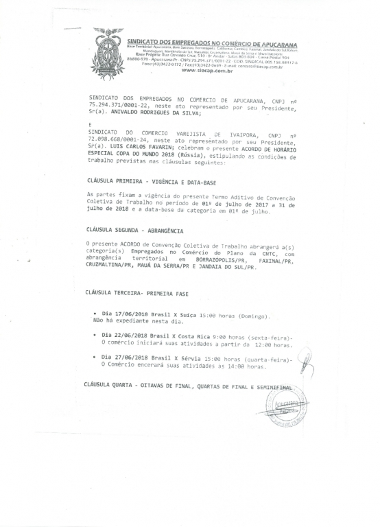 TERMO ADITIVO DE CONVENÇÃO COLETIVA DE TRABALHO