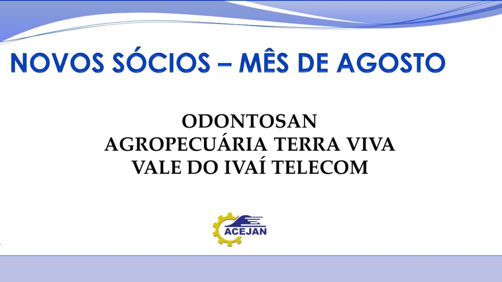 NOVOS SÓCIOS MÊS DE AGOSTO DE 2018