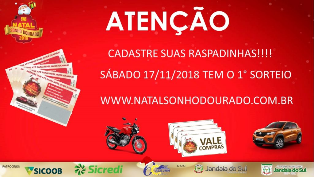 1° SORTEIO CAMPANHA NATAL SONHO DOURADO 2018.