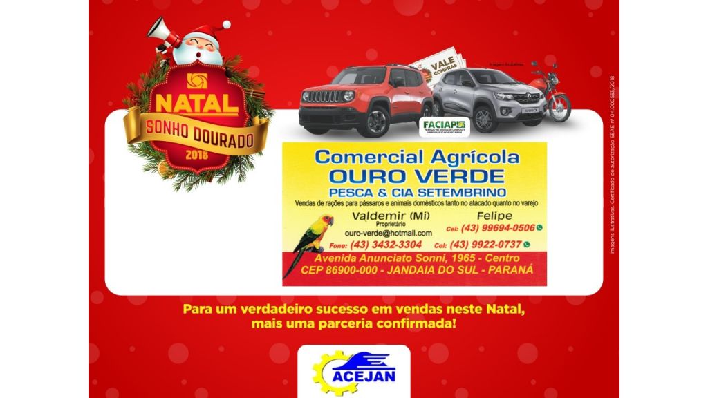 PARTICIPANTES CAMPANHA “NATAL SONHO DOURADO 2018”.