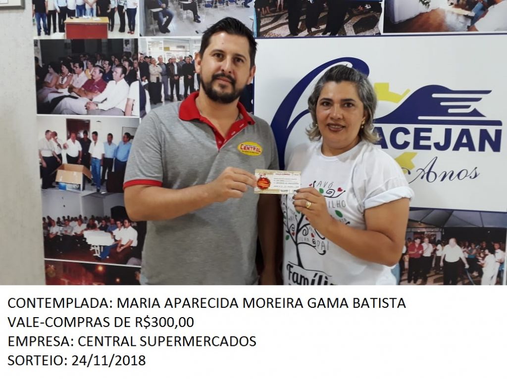 ACEJAN ENTREGA MAIS 02 VALE-COMPRAS AOS CONTEMPLADOS DA CAMPANHA “NATAL SONHO DOURADO” 2018
