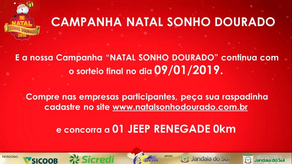 CAMPANHA “NATAL SONHO DOURADO” 2018 DA ACEJAN