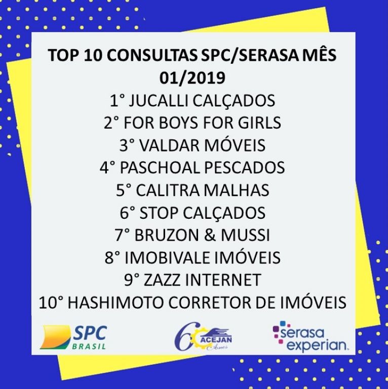 TOP 10 ASSOCIADOS EM CONSULTAS SPC/SERASA