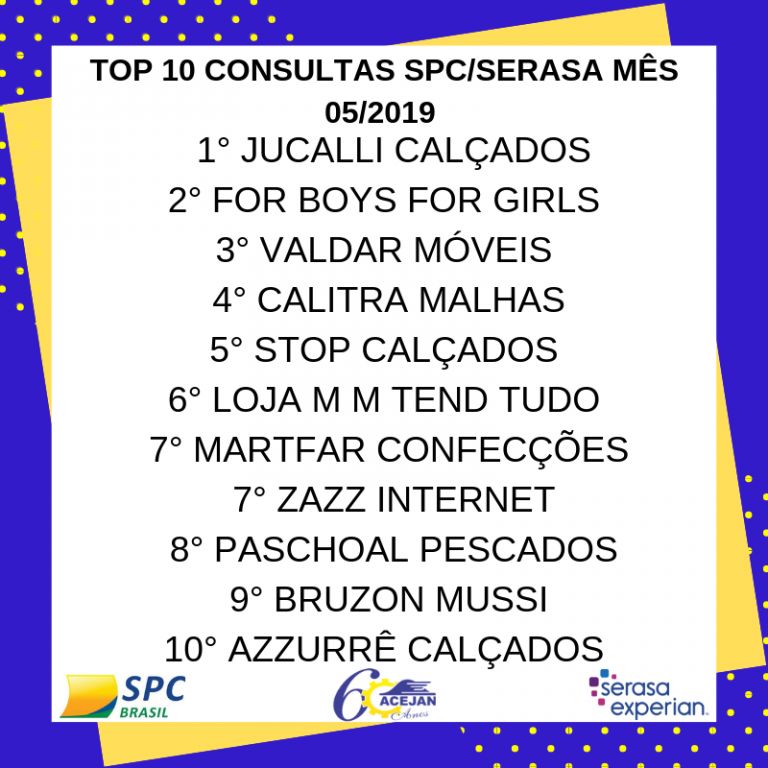 TOP 10 ASSOCIADOS EM CONSULTAS SPC/SERASA