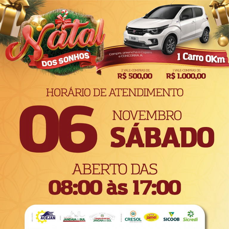 HORÁRIO ESPECIAL ABERTURA DO COMÉRCIO DE JANDAIA DO SUL