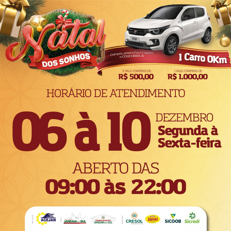 HORÁRIOS ESPECIAIS ABERTURA DO COMÉRCIO DE JANDAIA DO SUL