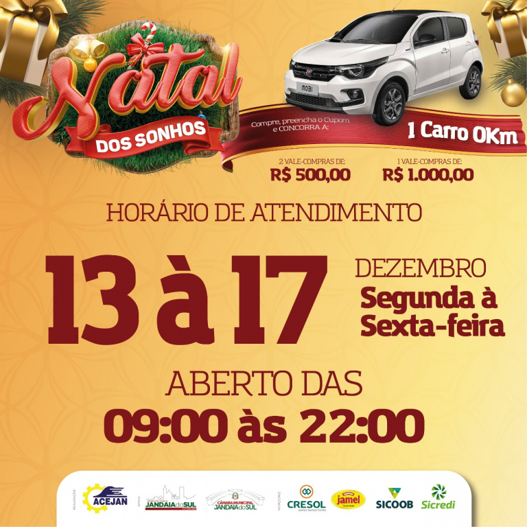 HORÁRIOS ESPECIAIS ABERTURA DO COMÉRCIO DE JANDAIA DO SUL