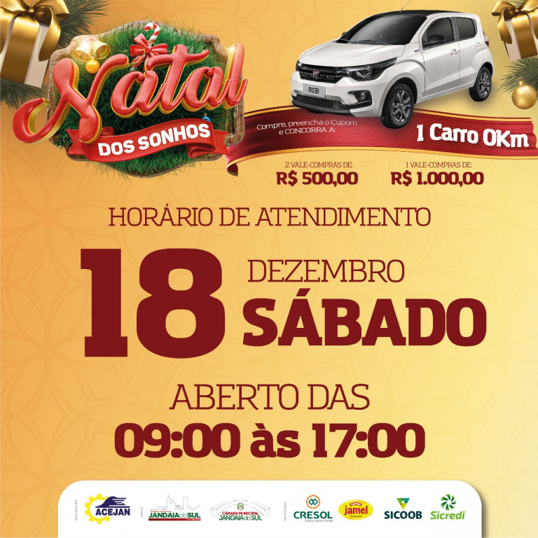 HORÁRIO ESPECIAL ABERTURA DO COMÉRCIO DE JANDAIA DO SUL