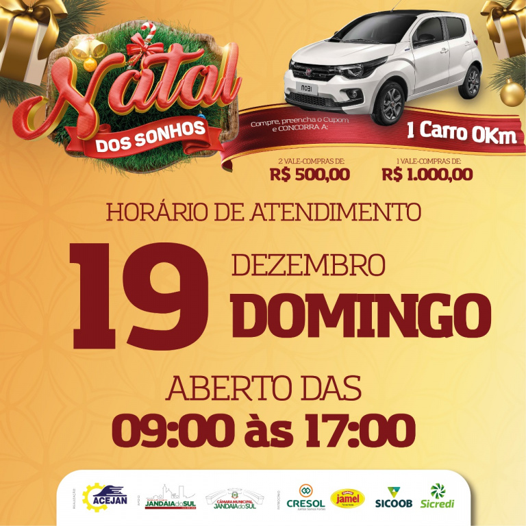 HORÁRIO ESPECIAL ABERTURA DO COMÉRCIO DE JANDAIA DO SUL