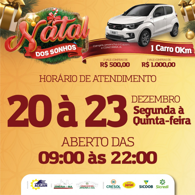 HORÁRIOS ESPECIAIS ABERTURA DO COMÉRCIO DE JANDAIA DO SUL
