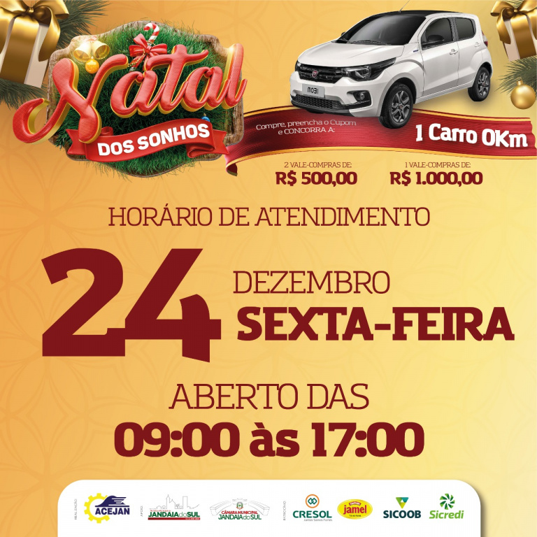 HORÁRIO ESPECIAL ABERTURA DO COMÉRCIO DE JANDAIA DO SUL