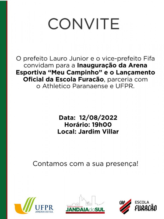 INAUGURAÇÃO DA ARENA ESPORTIVA MEU CAMPINHO E O LANÇAMENTO OFICIAL DA ESCOLA FURACÃO