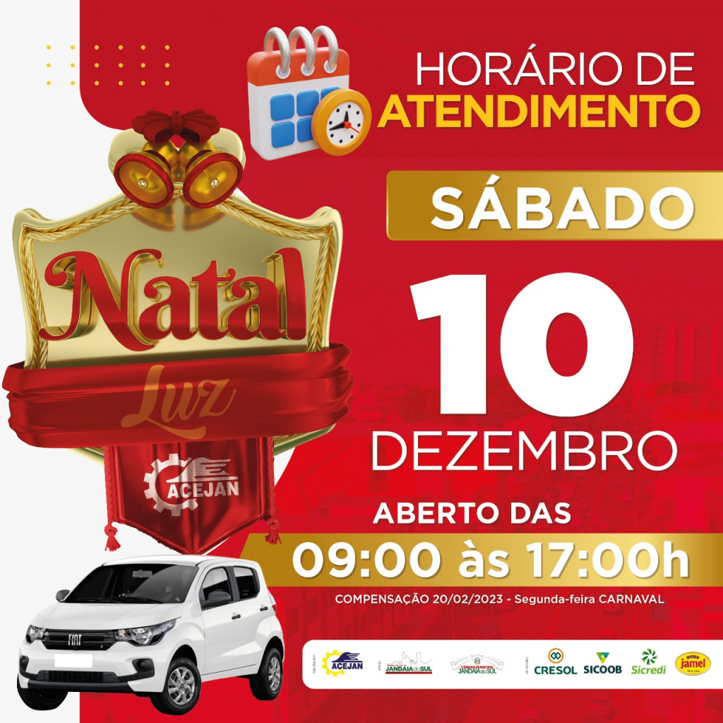 HORÁRIO ESPECIAL ABERTURA DO COMÉRCIO DE JANDAIA DO SUL