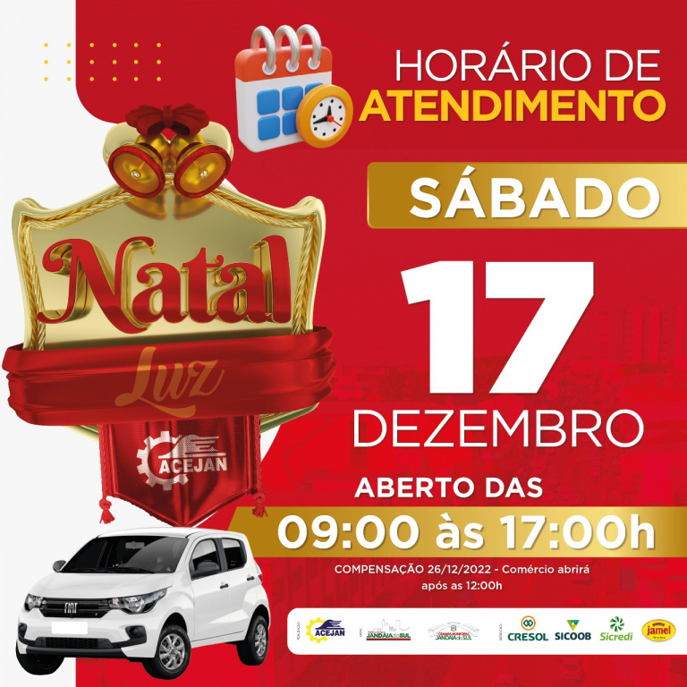 HORÁRIO ESPECIAL ABERTURA DO COMÉRCIO DE JANDAIA DO SUL