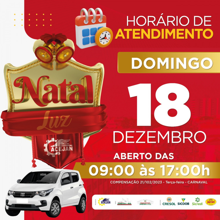 HORÁRIO ESPECIAL ABERTURA DO COMÉRCIO DE JANDAIA DO SUL