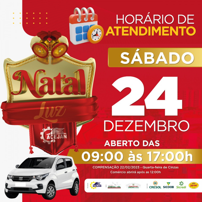 HORÁRIO ESPECIAL ABERTURA DO COMÉRCIO DE JANDAIA DO SUL