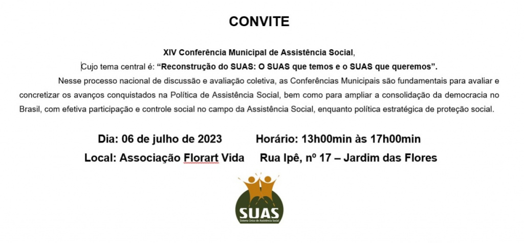 XIV CONFERÊNCIA MUNICIPAL DE ASSISTÊNCIA SOCIAL