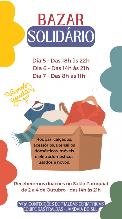 BAZAR SOLIDÁRIO EQUIPE DAS FRALDAS – JANDAIA DO SUL