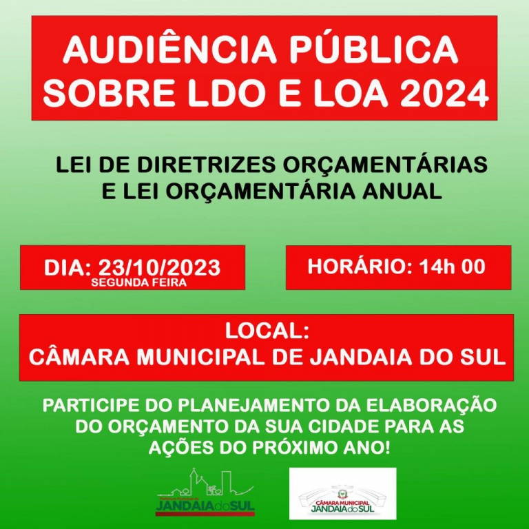 AUDIÊNCIA PÚBLICA SOBRE LDO E LOA 2024