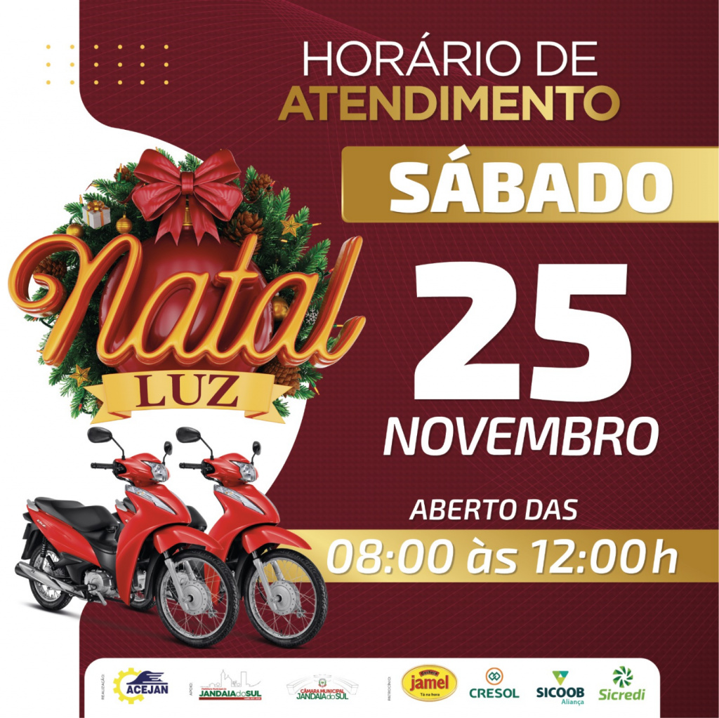 HORÁRIO DE ATENDIMENTO DO COMÉRCIO DE JANDAIA DO SUL