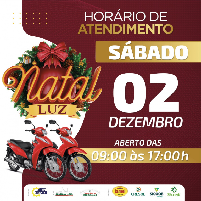HORÁRIO ESPECIAL ABERTURA DO COMÉRCIO DE JANDAIA DO SUL