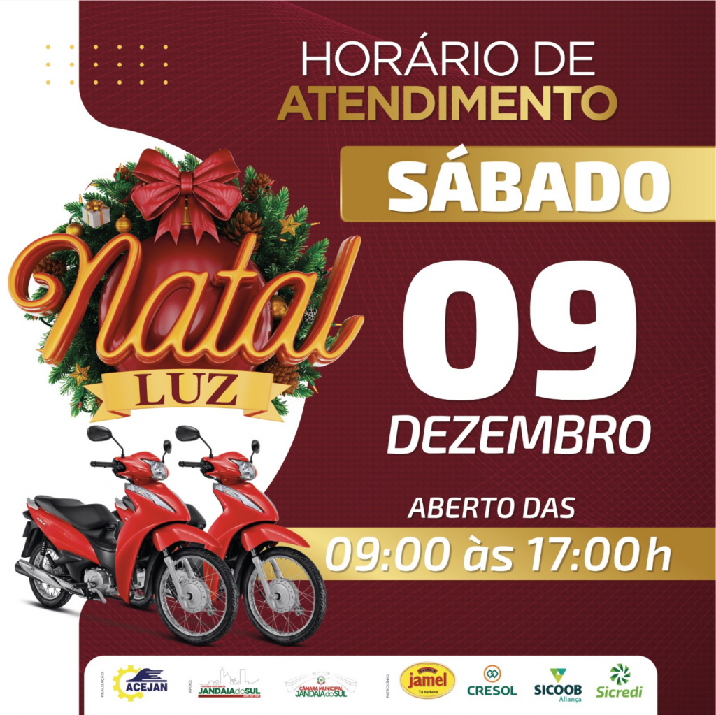 HORÁRIO ESPECIAL ABERTURA DO COMÉRCIO DE JANDAIA DO SUL