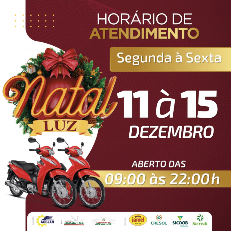 HORÁRIO ESPECIAL ABERTURA DO COMÉRCIO DE JANDAIA DO SUL