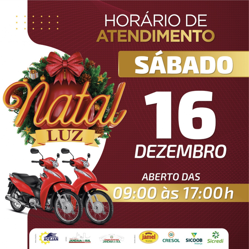 HORÁRIO ESPECIAL ABERTURA DO COMÉRCIO DE JANDAIA DO SUL