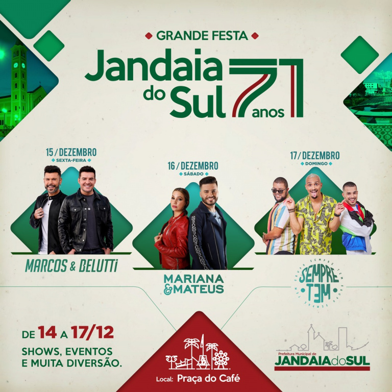 PROGRAMAÇÃO GRANDE FESTA JANDAIA DO SUL 71 ANOS