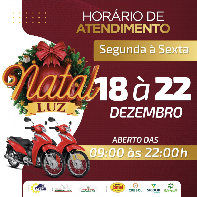 HORÁRIO ESPECIAL ABERTURA DO COMÉRCIO DE JANDAIA DO SUL