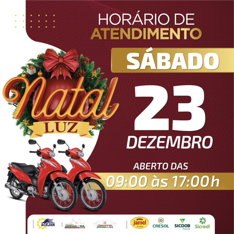 HORÁRIO ESPECIAL ABERTURA DO COMÉRCIO DE JANDAIA DO SUL