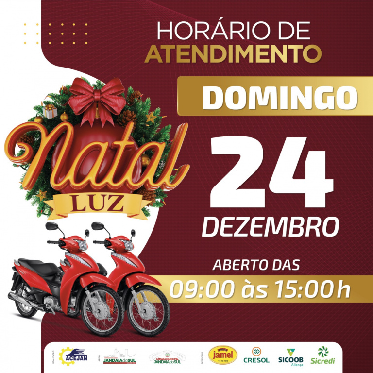 HORÁRIO ESPECIAL ABERTURA DO COMÉRCIO DE JANDAIA DO SUL