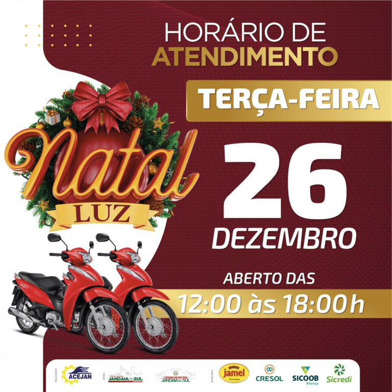 HORÁRIO ESPECIAL ABERTURA DO COMÉRCIO DE JANDAIA DO SUL