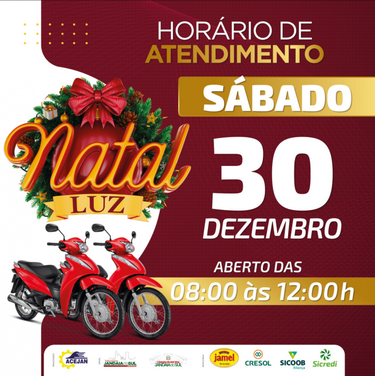 HORÁRIO DE ATENDIMENTO DO COMÉRCIO DE JANDAIA DO SUL