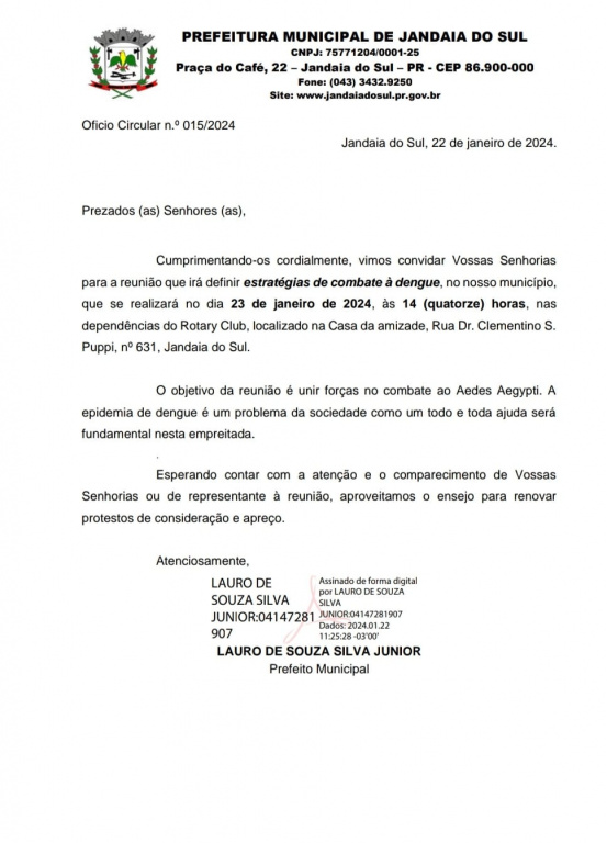 CONVITE REUNIÃO ESTRATÉGIAS DE COMBATE À DENGUE