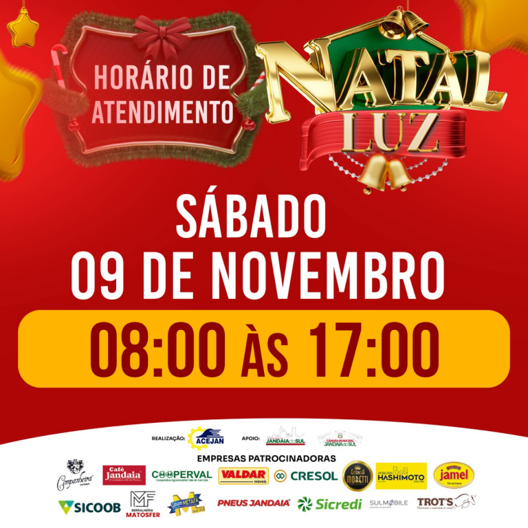 HORÁRIO ESPECIAL ABERTURA DO COMÉRCIO DE JANDAIA DO SUL