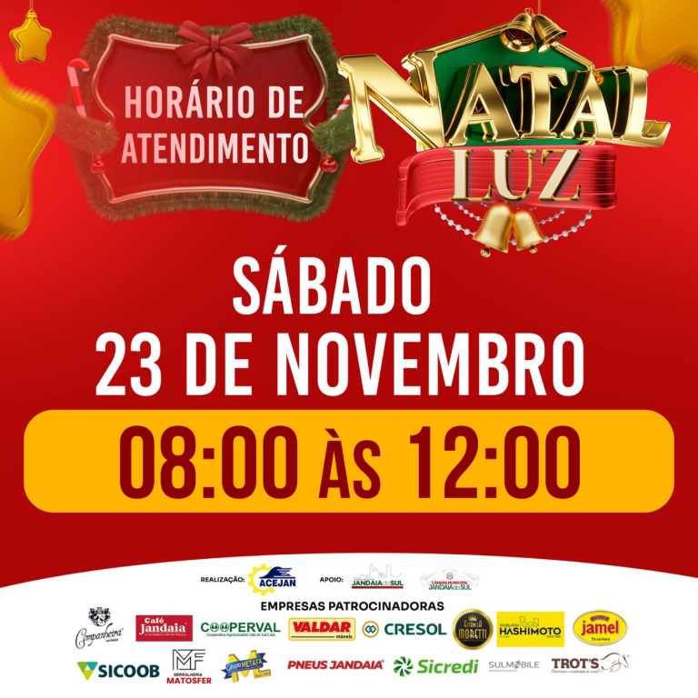 HORÁRIO DE ATENDIMENTO DO COMÉRCIO DE JANDAIA DO SUL