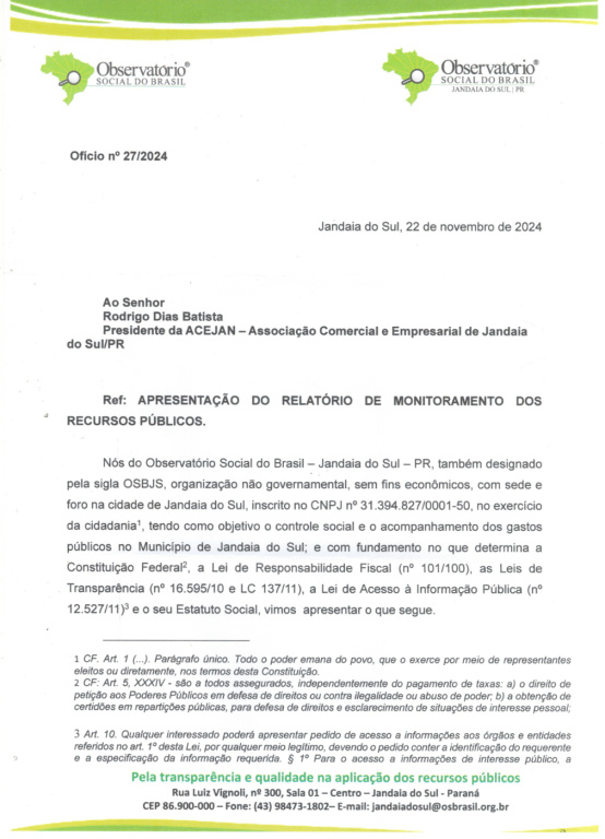 CONVITE APRESENTAÇÃO RELATÓRIO DE MONITORAMENTO DOS RECURSOS PÚBLICOS DOS PODERES: EXECUTIVO E LEGISLATIVO