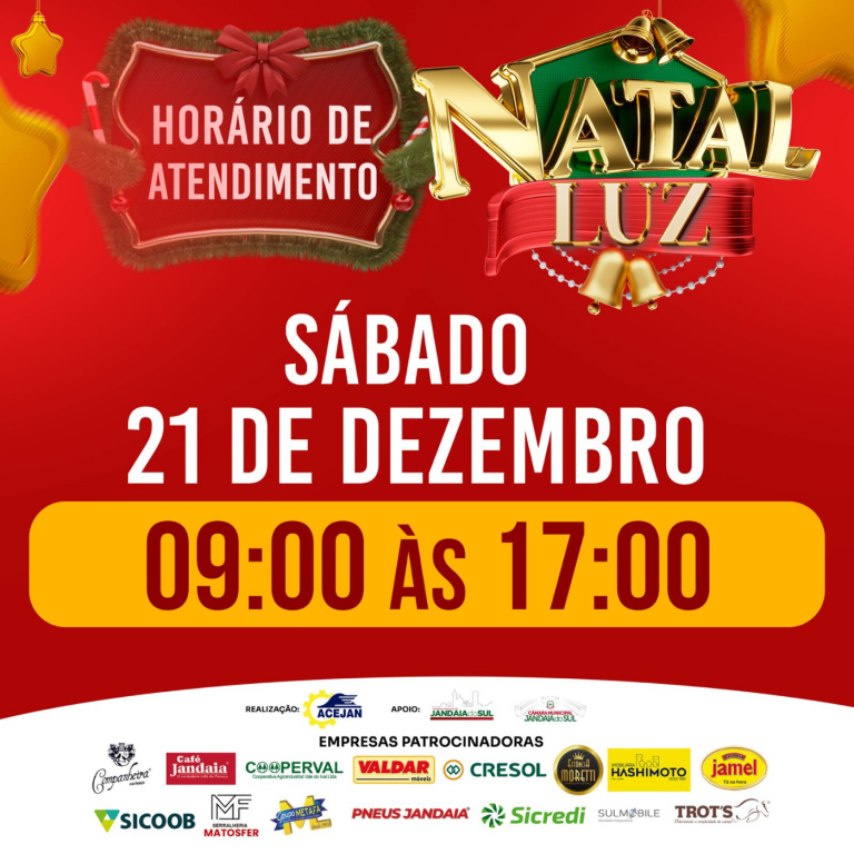 HORÁRIO ESPECIAL ABERTURA DO COMÉRCIO DE JANDAIA DO SUL