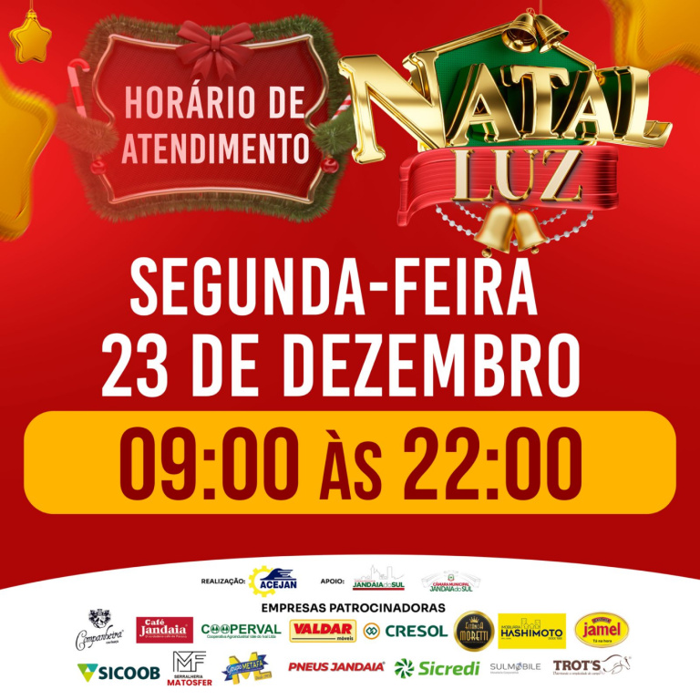 HORÁRIO ESPECIAL ABERTURA DO COMÉRCIO DE JANDAIA DO SUL