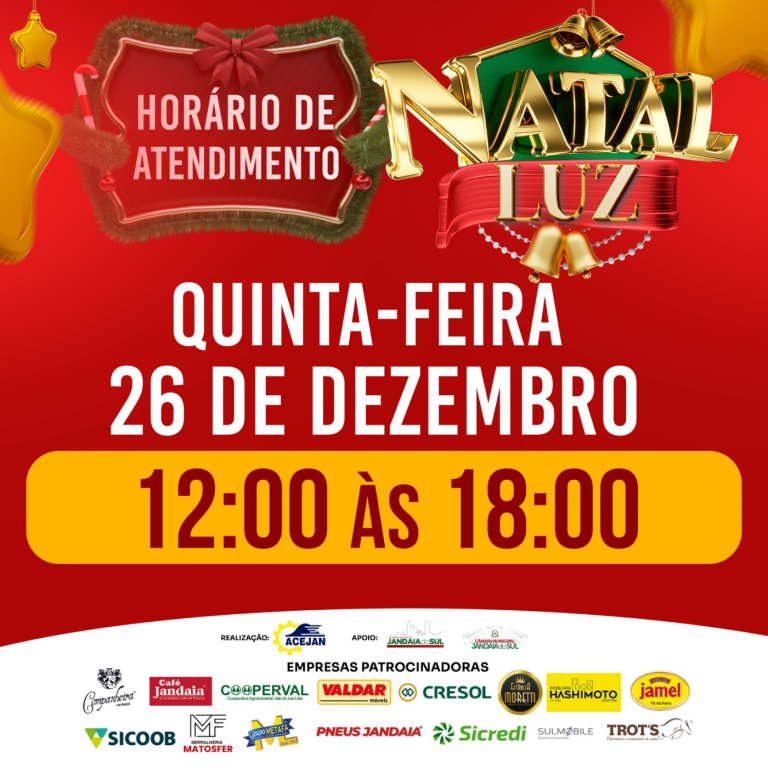 HORÁRIO ESPECIAL ABERTURA DO COMÉRCIO DE JANDAIA DO SUL