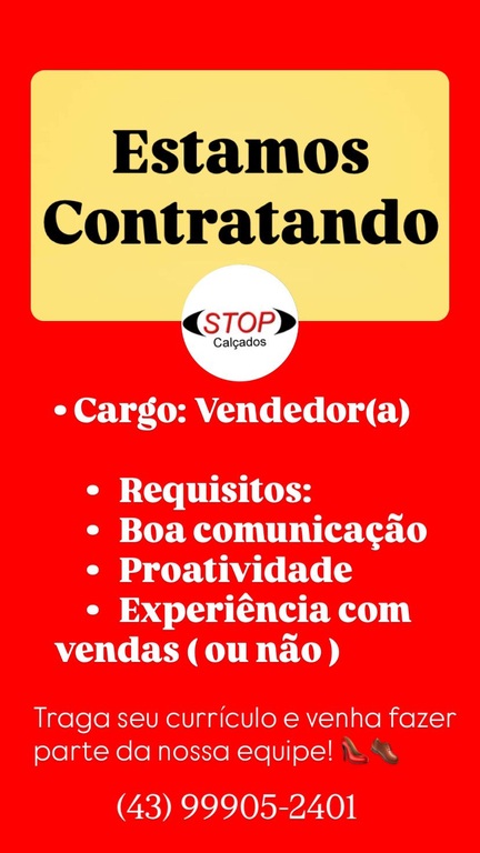 STOP CALÇADOS CONTRATA!