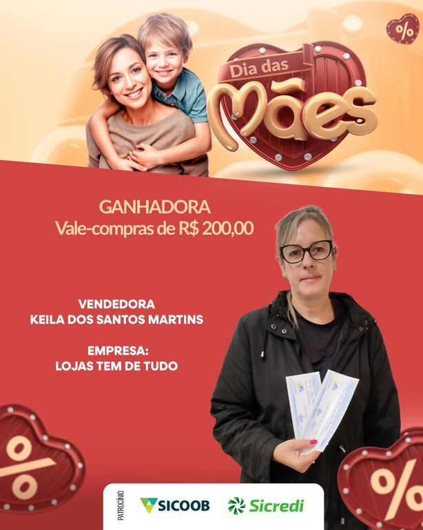 VENDEDORA CONTEMPLADA DA CAMPANHA DIA DAS MÃES ACEJAN 2026