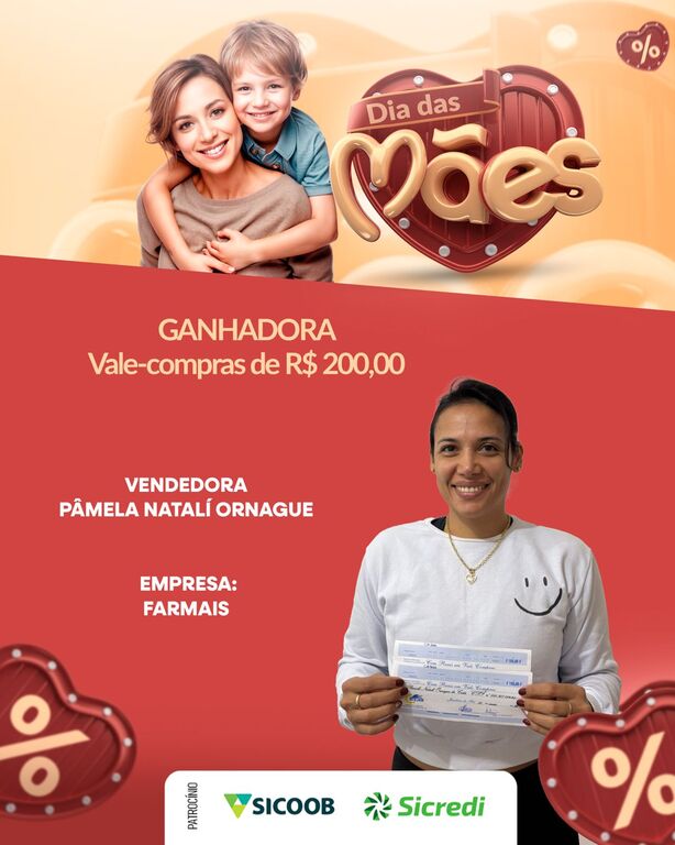 VENDEDORA CONTEMPLADA DA CAMPANHA DIA DAS MÃES ACEJAN 2026