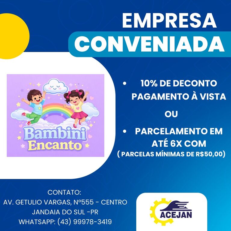 CONVÊNIO ACEJAN E BAMBINI ENCANTO
