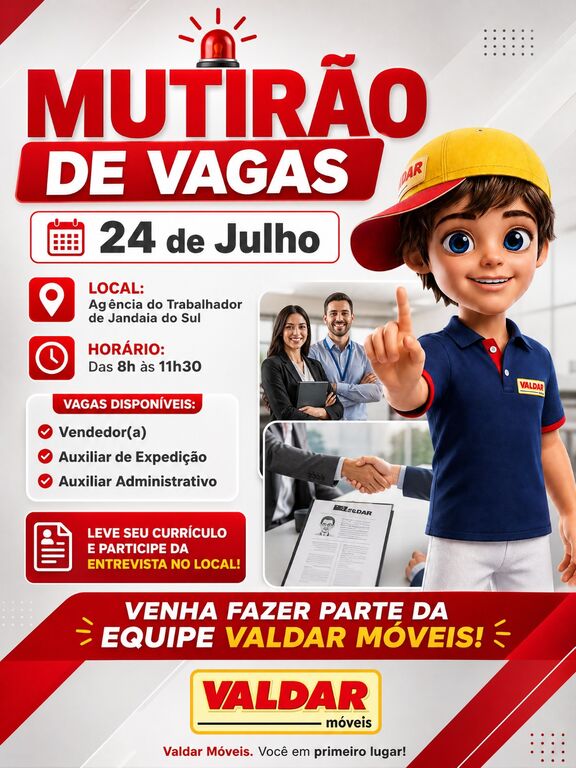 VALDAR MÓVEIS CONTRATA!